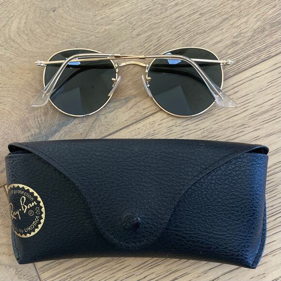Ray-Ban Round Metal Black / Gold Sunglasses 50021 - Picture 2 of 5